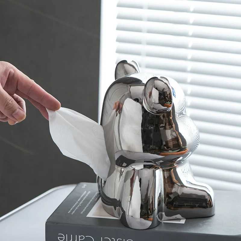 Ceramic Violence Bear Tissue Box Holder Light Luxury Home Table Tissue Box Bedroom Room Creative Organizer Kawaii Case C251120