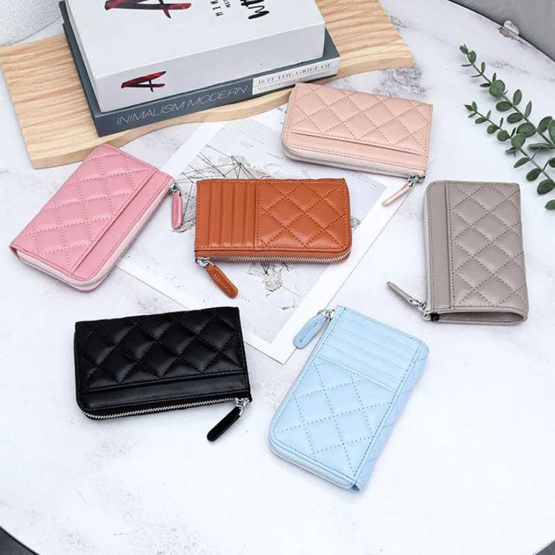Sheepskin Card Wallet Ladies Coin Purses Leather Zipper Diamond Pattern Small Wallet Coin HoldersLadies Female GiftW251120