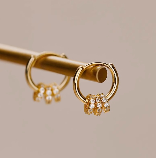 Rose Hollow-out Zircon Earrings with Diamond Inlays and Copper Ear Clasps designer earrings moissanite earrings designer gold earrings for woman desig - view 5