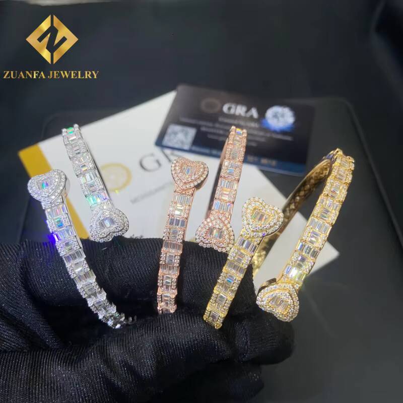 New Arrival Designs Moissanite Heart Bracelet 925 Silver Pass Diamond Tester Moissanite Womens Bracelet with GRA Certification