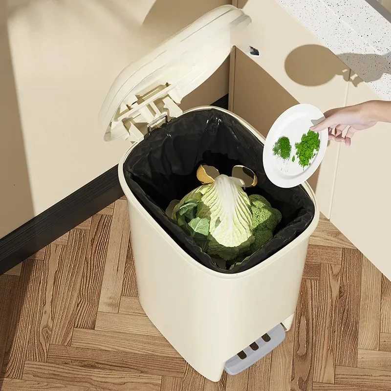8L Foot Operated Trash Can Lightweight with Lid Foot Operated Bathroom Living Room Kitchen Large Capacity Yellow Trash Can Cheap C251120