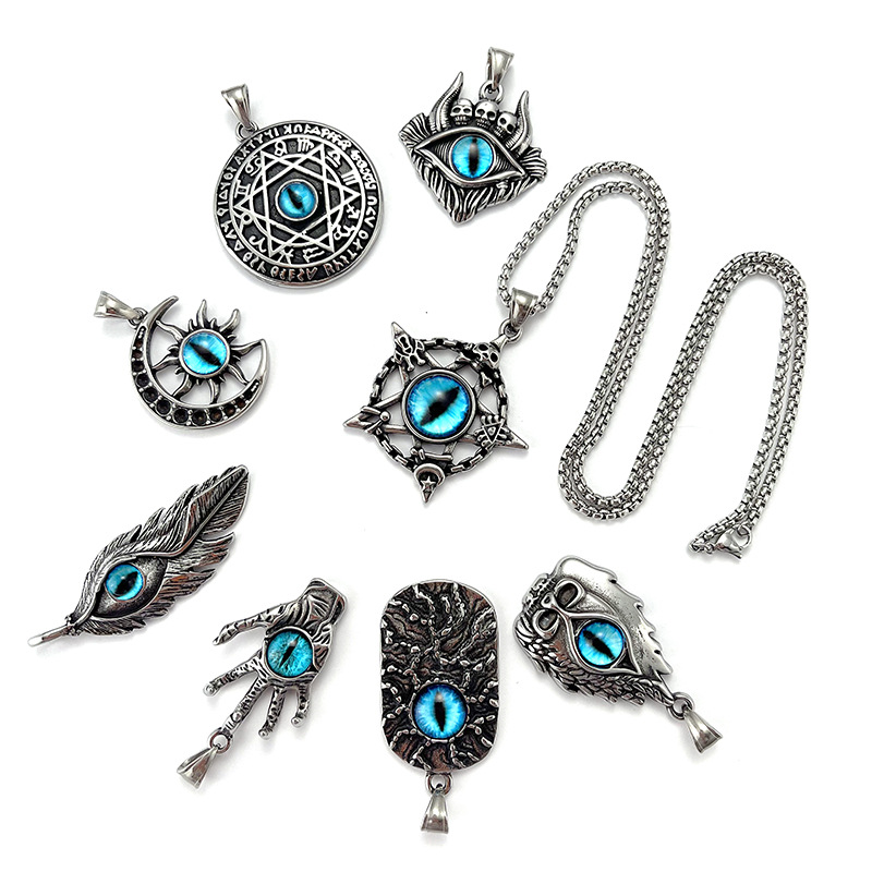 New retro stainless steel evil eye with personality men y2k necklaces moissanite chain designer necklace designer necklace for woman jewelry diamond c