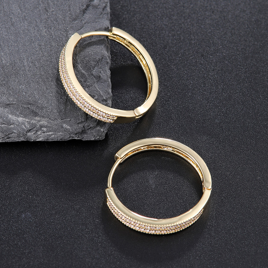 gold earrings Minimalist light luxury exquisite micro-inlaid zircon double row diamond earrings moissanite earrings designer earrings for woman luxury - view 5