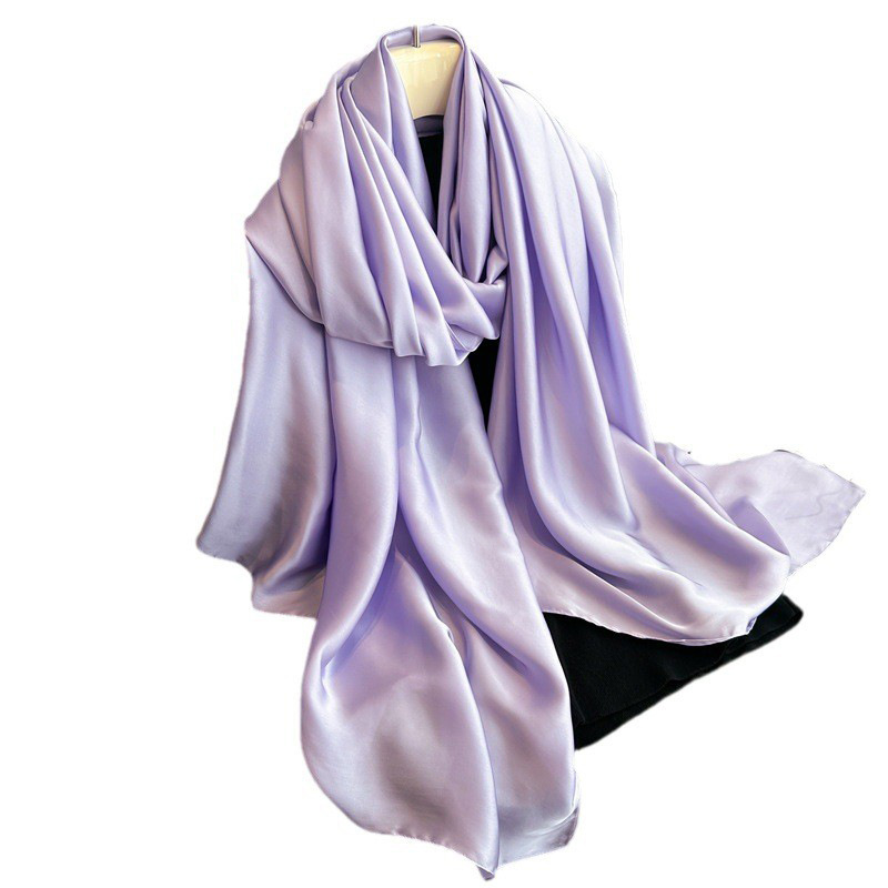 K453 Spring and summer pure color simple long silk scarf versatile scarf women's beach towel Middle Eastern headscarf satin imitation silk scarf