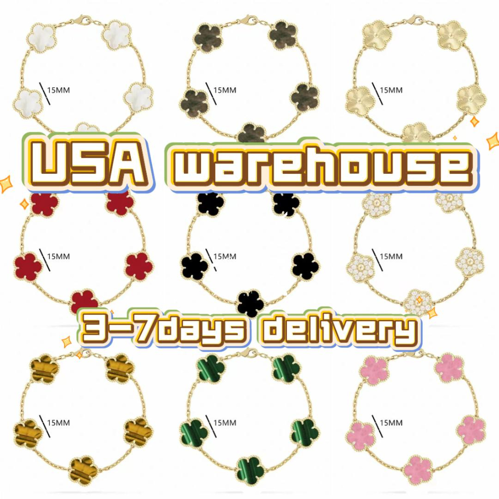 fast delivery clover bracelet designer bracelet women bangle bracelet USA warehouse flower bracelet 15mm luck bracelet good luck bangle bracelets bracelet luxe