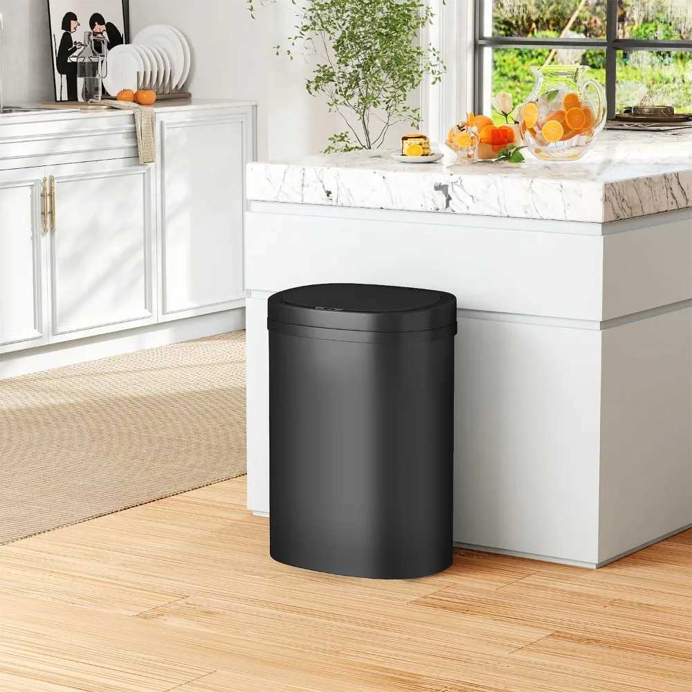 13 gallon kitchen trash can with lid automatic trash can kitchen bedroom bathroom office waterproof trash can C251120
