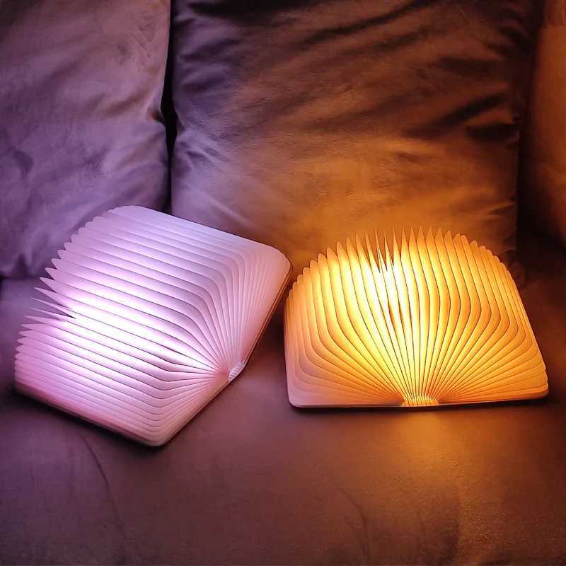 LED Foldable Book Light Wooden Luminous Book for Children KidsBirthday Holiday Christmas Gift Rechargeable Night Lamp M251120
