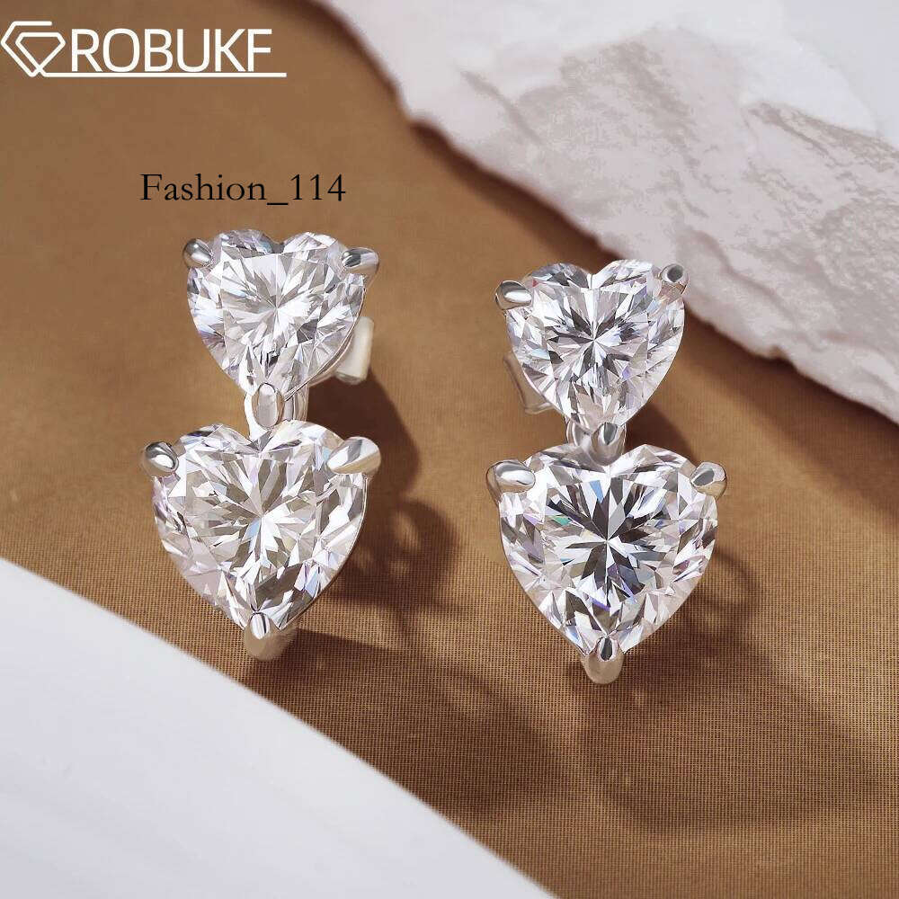 GRA Certified Heart Cut Moissanite Drop Earrings for Women 3/6cttw Quality Lab Dia S Sterg Sier Bride Jewelry