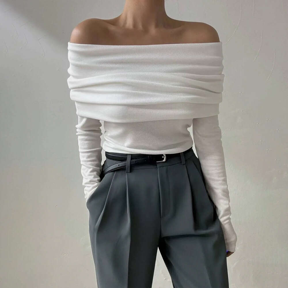 hoodie Women's Wear New Style One Temperament, Off Shoulder Design, Slim Fit And Slimming, Chest Wrapped Knitted Sweater For Women jacket
