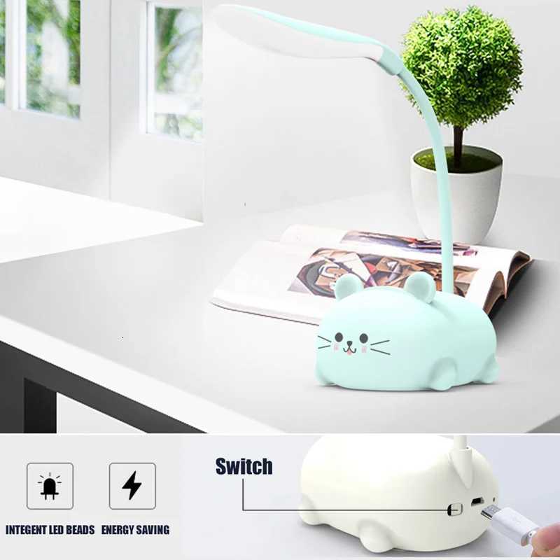 USB LED Light Desk Lamp Cute Cartoon Lamp Rechargeable LED Reading Light Eye Protection Night Light Christmas Gift for Child M251120