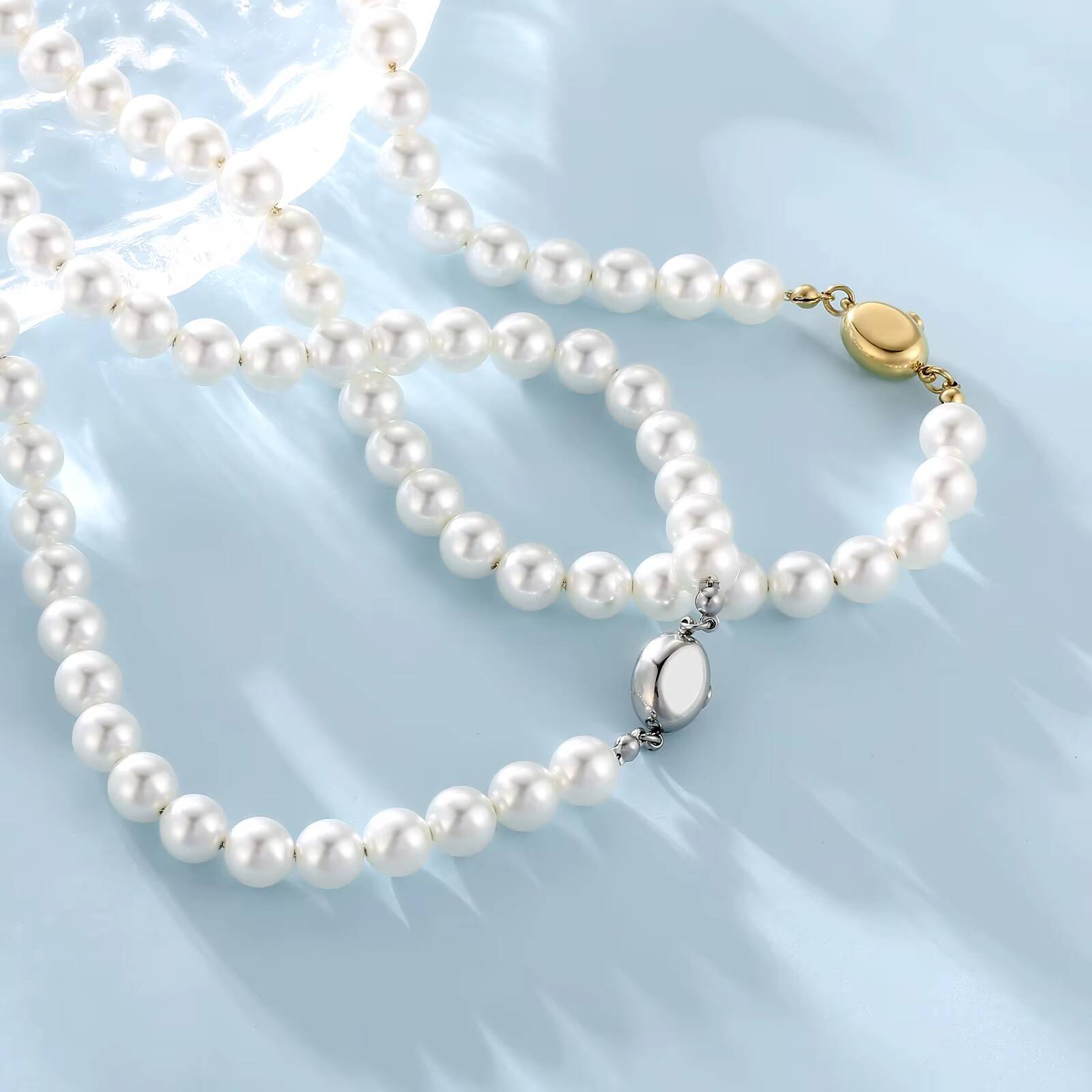 Bridal Wedding Crystal Jewelry Pearl Chain 14K Gold Plated Vintage Choker Boho Round Imitation Beaded Pearl Necklace for Women