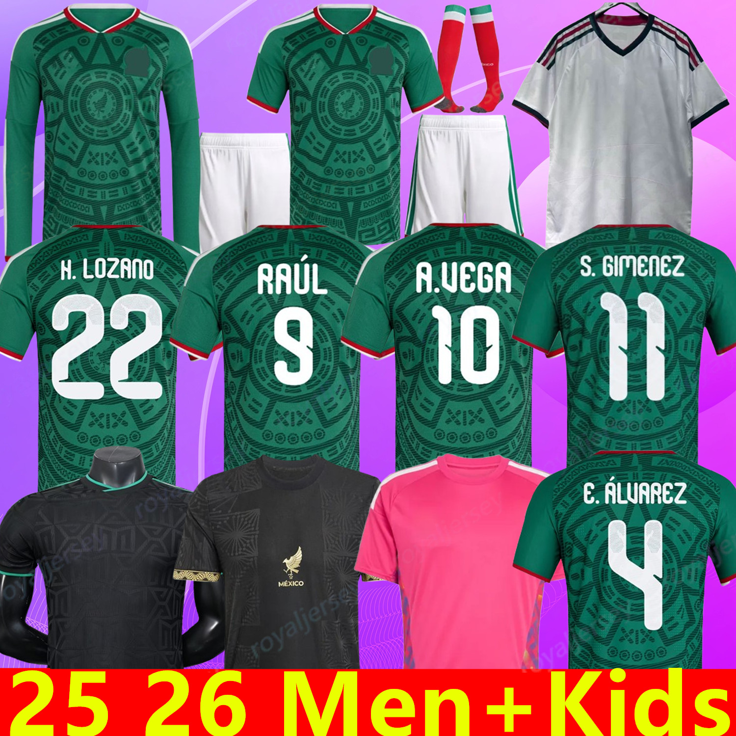 Mexico jersey 25 26 World Cup 2026 QUALIFIERS RAUL A. VEGA CHICHARITO Mexico Soccer Jerseys L. ROMO H. LOZANO S. GIMENEZ Men Kids 2026 Football Shirts Uniforms football kit
