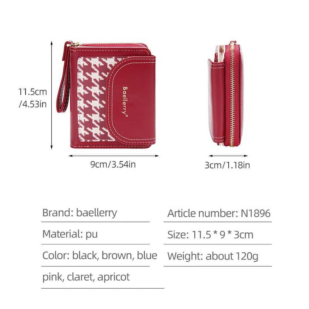 Baellerry Womens Short Wallet Coin Purse Checkered Pattern Pu Leather Slim Zip Pocket with Card Slots RFID Blocking Gift IdeaW251120