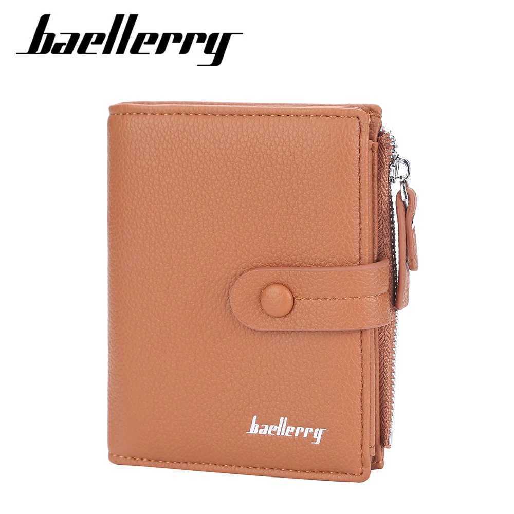 Mini Wallet for Women Baellerry Small Tri-fold Clutch with Zipper Snap Button Multi Card Holder Organizer Gift for HerW251120