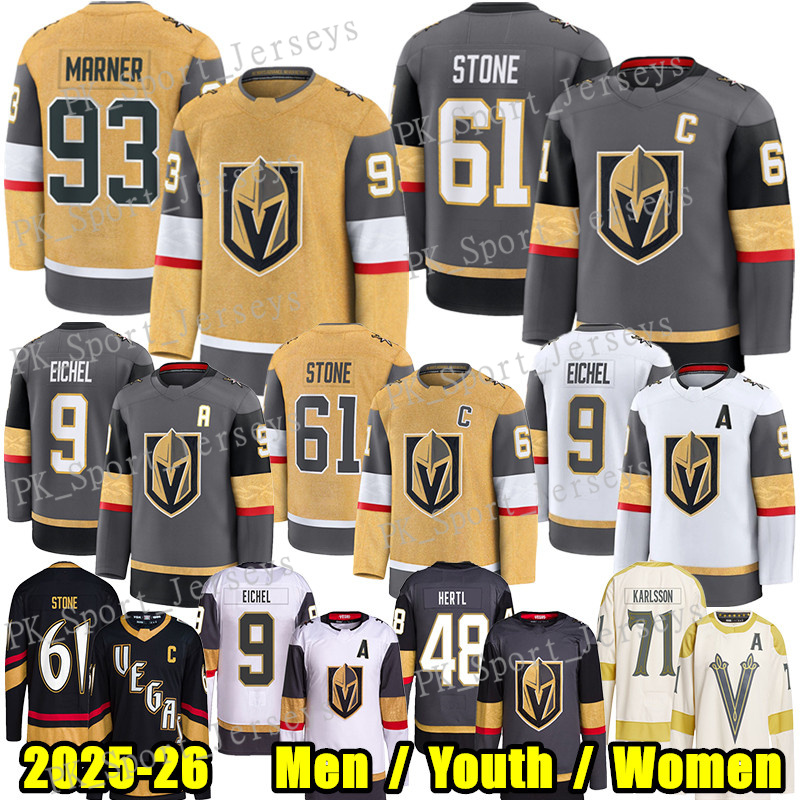 #93 Mitchell Marner vegas hockey jersey #61 Mark Stone Jack Eichel Ilya Samsonov Dorofeyev William Karlsson Tomas Hertl Smith golden knights Adin Hill jerseys