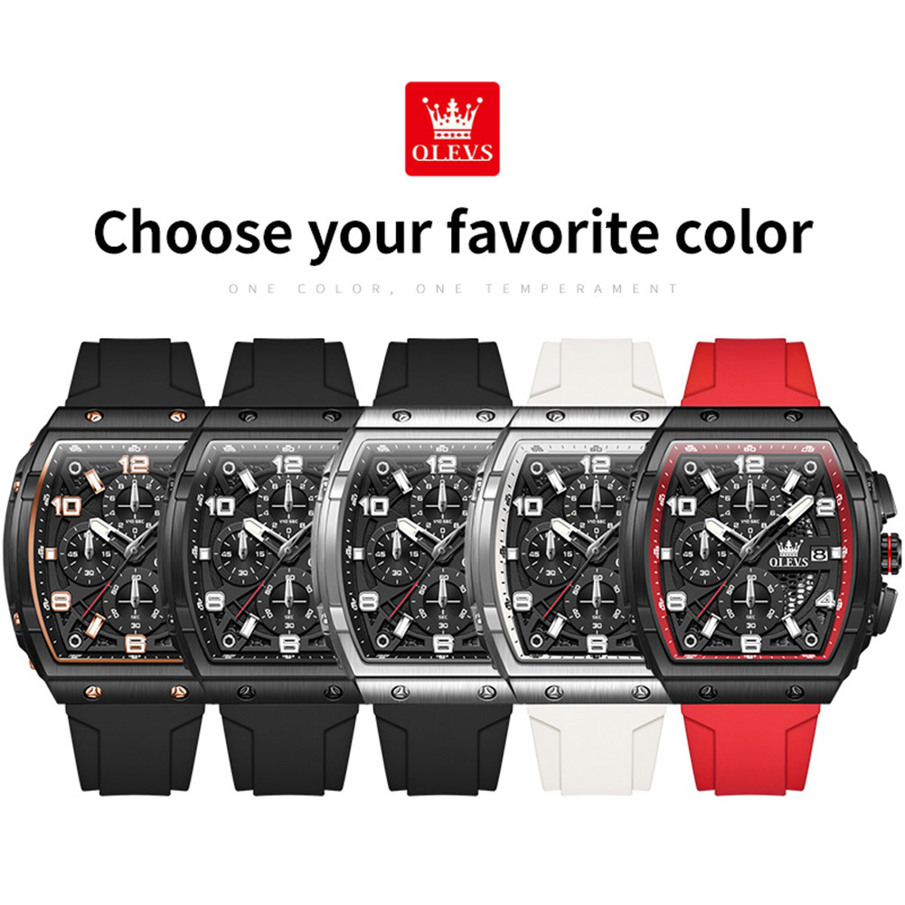 OLEVS Designer Men's Classic Multi-functional Watch Bucket-shaped Quartz Watch Outdoor Youth Waterproof Men's Hand Luxury Watch Free Delivery And Wholesale