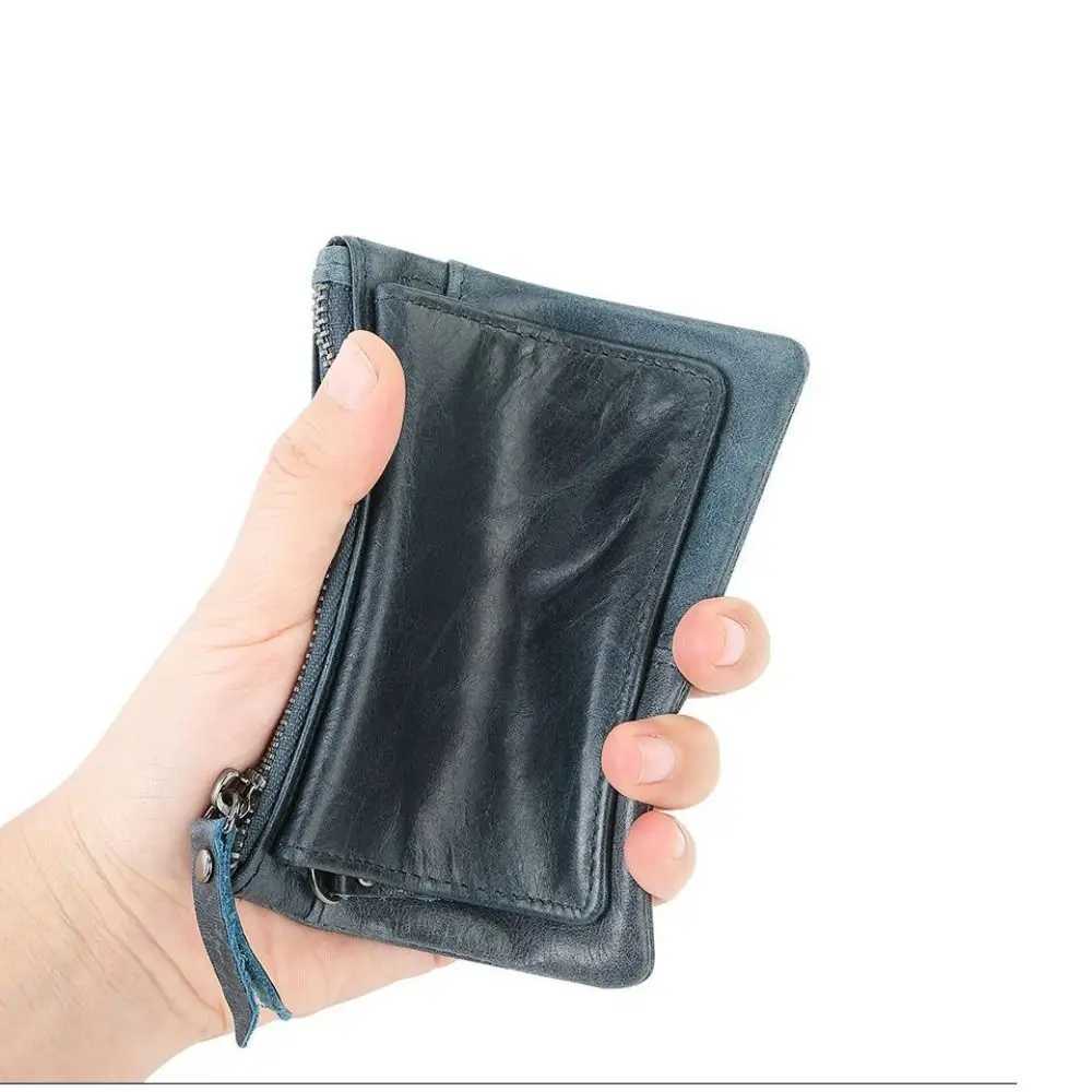Retro RFID Wallet Small Mens Credit ID Card Holder Wallet Male Slim Leather Wallet with Coin Purse for Men WomenW251120