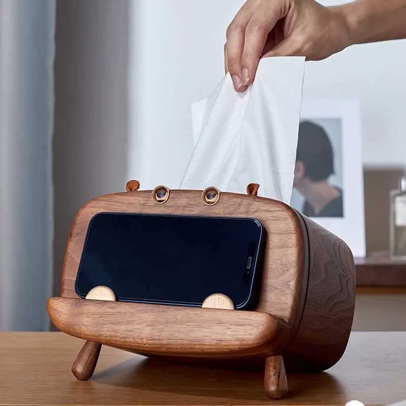 Light Luxury Solid Wood Hippopotamus Tissue Box Living Room Desktop Paper Box Mobile Phone Holder Creative Decorative Gift C251120