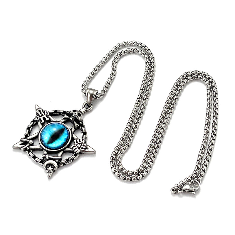 New retro stainless steel evil eye with personality men y2k necklaces moissanite chain designer necklace designer necklace for woman jewelry diamond c - view 3