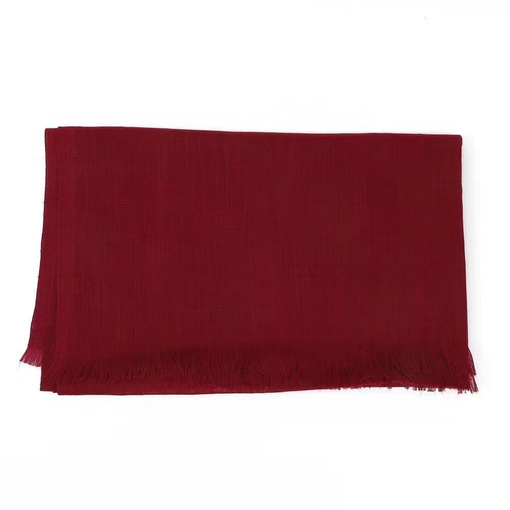 K528 Hot sale new style pure color bamboo cotton scarf versatile fur edge women's head scarf thin shawl neck