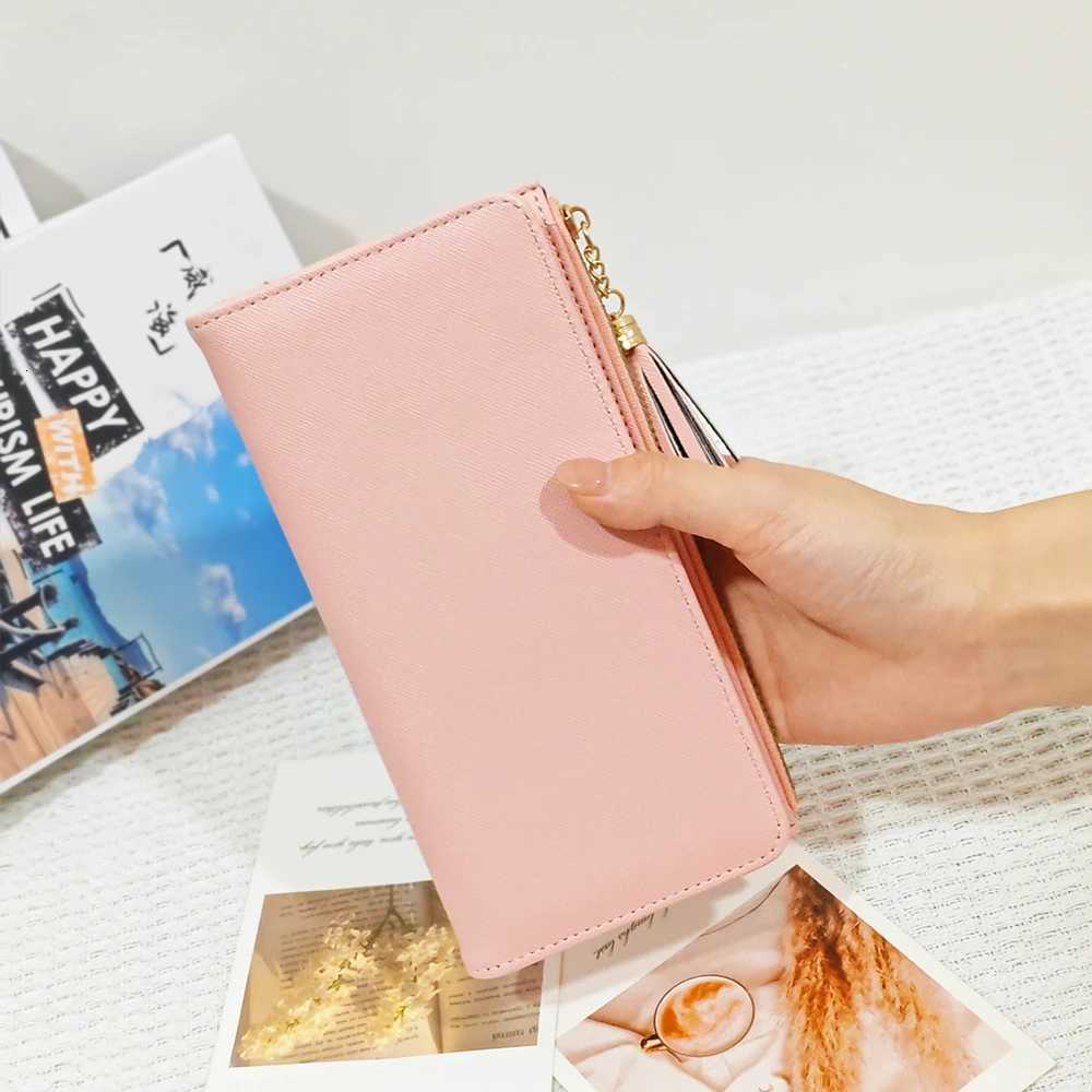Womens Long Wallet Pu Solid Color Wallet Multi-Layer Card Case Zero Zipper Wallet Storage Id Card Bank Card Tassel ClutchW251120