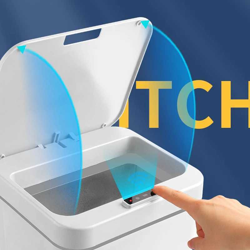 16L Smart Induction Trash Can USB Charging Rubbish Can HomeKitchen Touch Sensor Garbage Bucket Free 1 Rolls Of Garbage Bags C251120