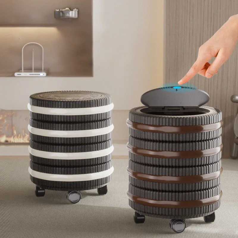 Large Capacity Flip-Top Trash Can Stylish Oreo Design Storage Bin for Living Room Kitchen Bedroom Office Dual Bucket System C251120