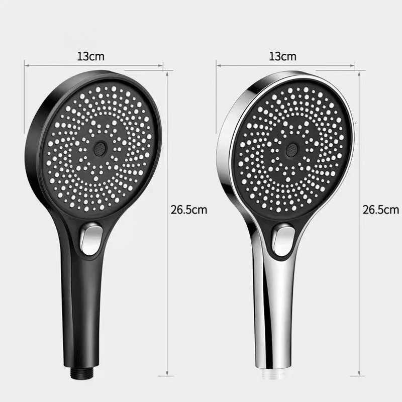 13CM Big Panel High Pressure Shower Head 3 Modes Adjustable Large Flow Waterfall Pressurised Handheld Shower Bathroom AccessorieM251120