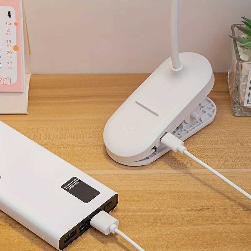 Portable USB Table Lamp Rechargeable Desk Lamp with Clip Bed Reading Night Light LED Touch 3 Modes Dimming Eye Protection Light M251120