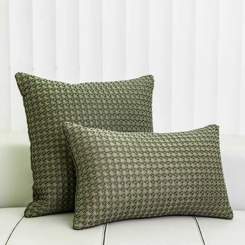 Pillow Case Grey olive green hand woven Cushion Cover Rectangular Waist case Modern Light Luxury Model Room Sofa Cover C251120