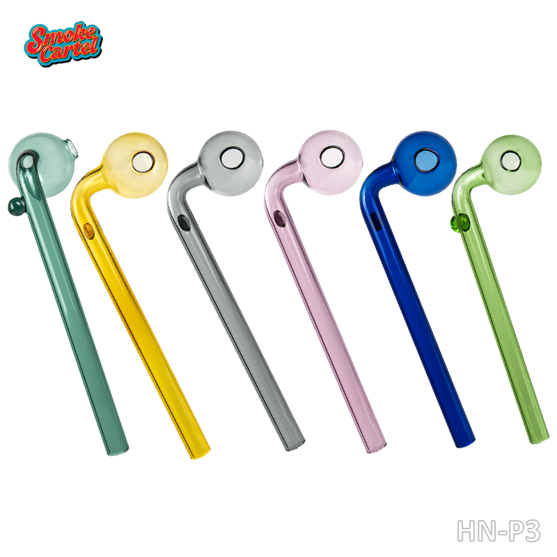 Premium Colorful Curved Glass Sweet Puff Oil Pipe Glass Pipe Small Hand Pipe OIL BURNER SPOON Mini Handmade Bongs