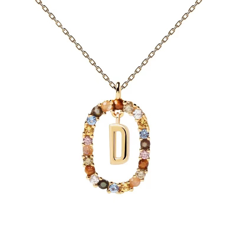 PD Colored Zircon 26-Letter Necklace moissanite chain designer necklace designer necklace for woman jewelry diamond chain luxury jewelry women gold me - view 5
