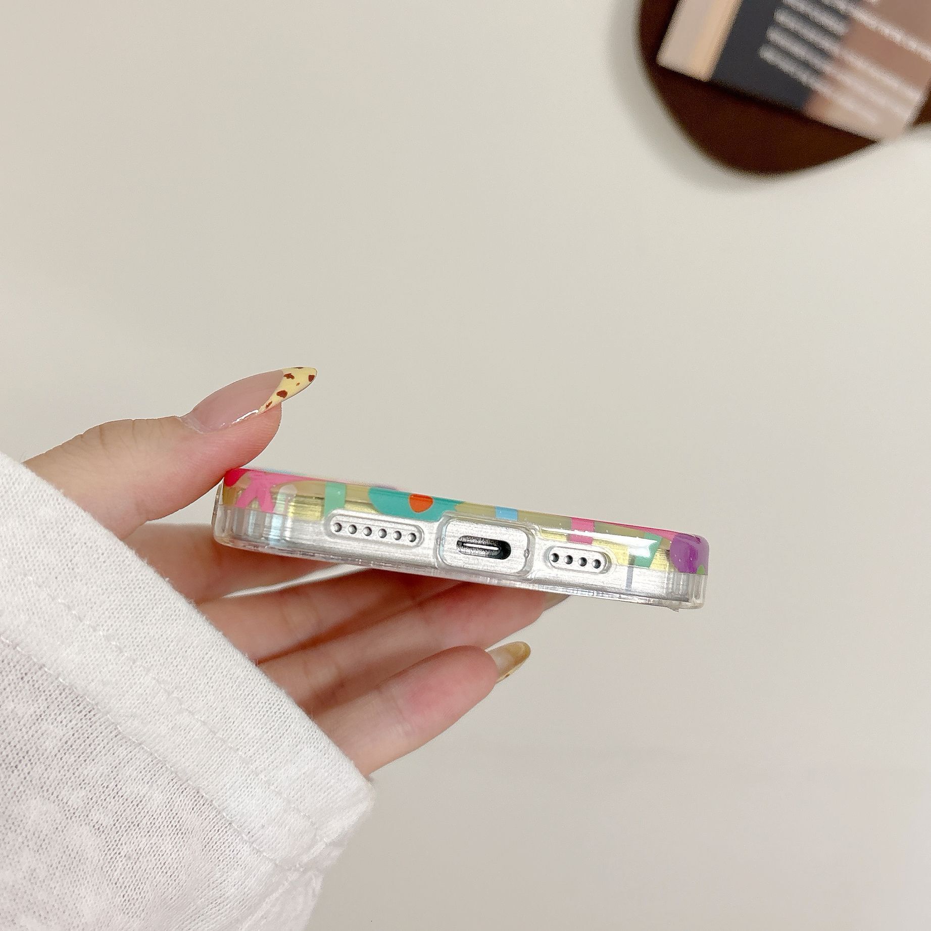 Colorful Plaid Flower Heart Phone Case Suitable iPhone 16/15 Pro Max INS Half Cover for iPhone 14/13 Pro