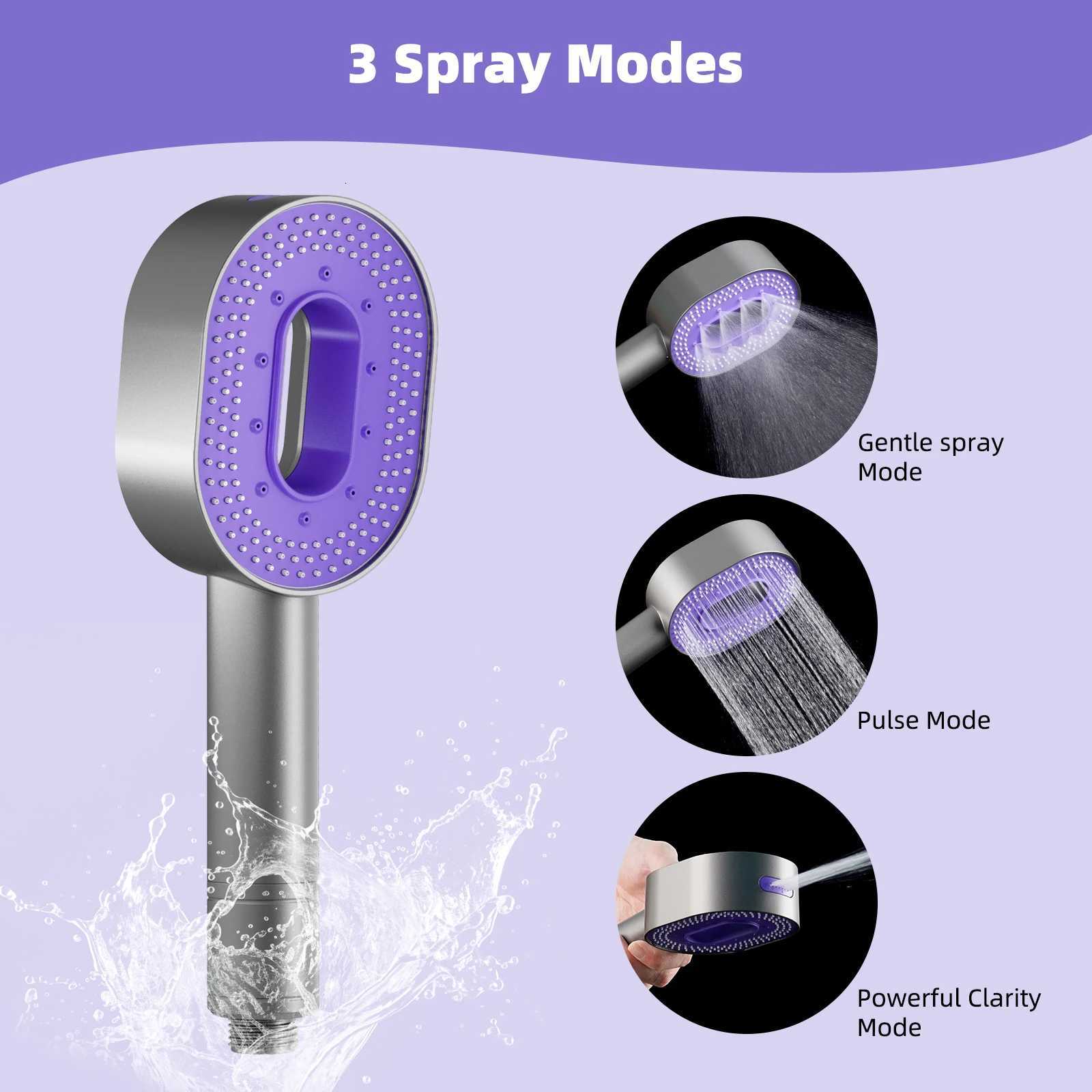 Shower Heads with Handheld 3 Spray Combo High Pressure Shower Head Detachable Filtered Shower Head for Hard WaterM251120
