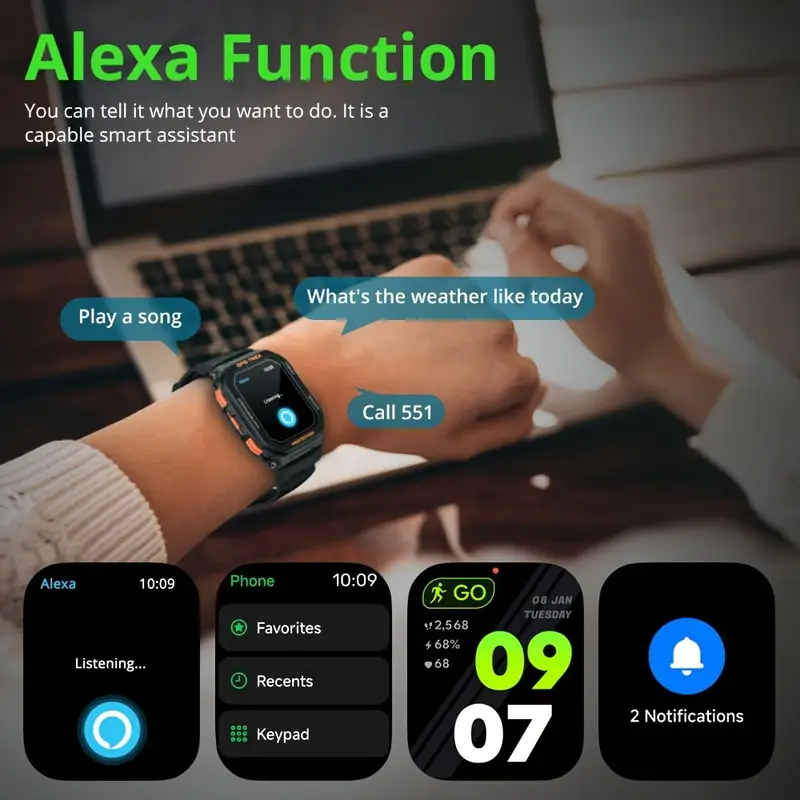 Military Design Sport Wristband - Full Feature SmartWatch With Health Monitor,GPS Health Monitoring
