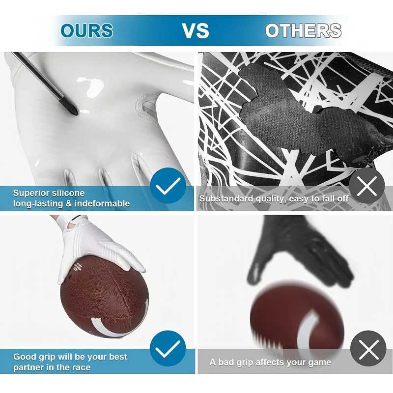 Anti slip rugby gloves all finger bicycle gloves silicone grip palm American football receiving gloves outdoor training and games Y250419