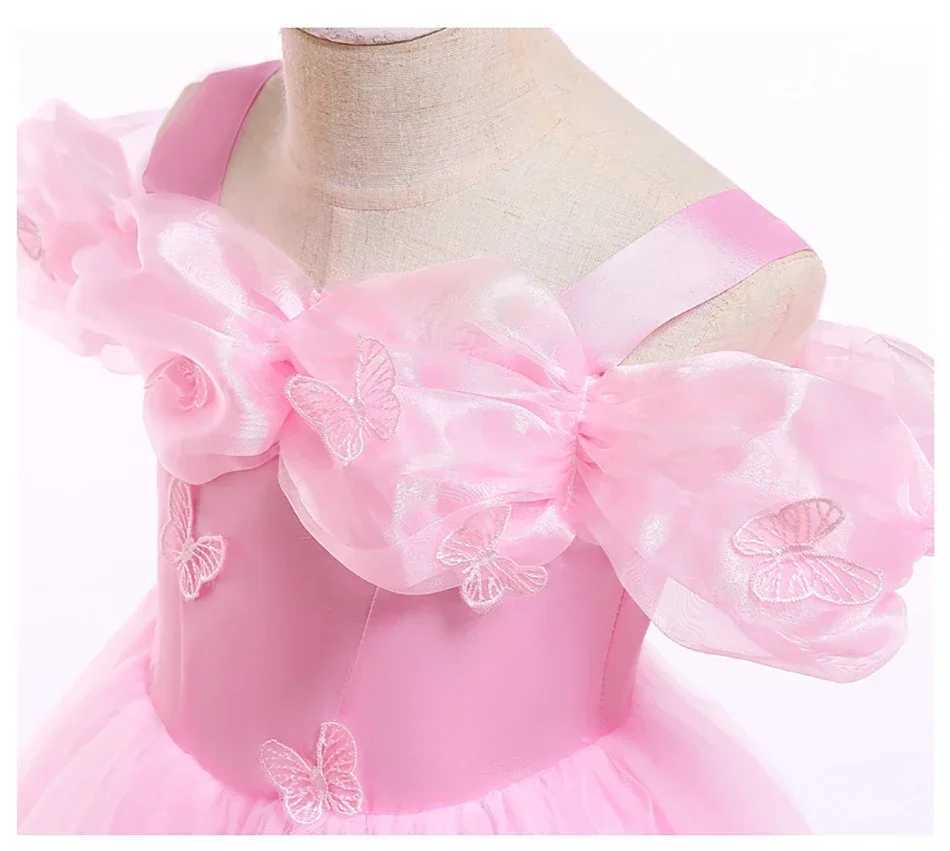 Disney Pink Aurora cosplay costume for girls ball dress Princess Peggy Elephant no need for long dress birthday party butterfly frogXJ250420