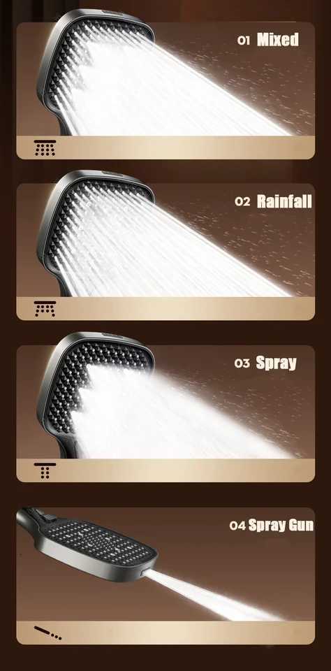 4 Modes Large Shower Head 15CM Big Panel Adjustable Mixer Nozzles Bathroom High-pressure Water-saving Shower Bathroom AccessorieM251120