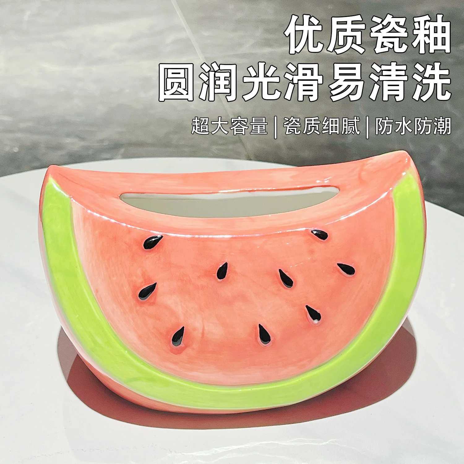 Watermelon Shape Ceramic Tissue Box Table Desk Decoration Creative Watermelon Tissue Box Bedside Table Paper Case C251120