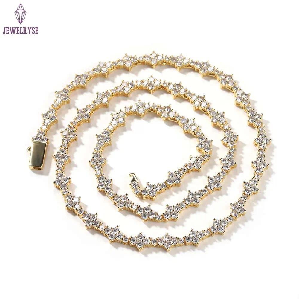 Personalized Tennis Chain Men's Hip Hop Necklace Hiphop Spring Buckle Chain Jewelry GRA moissanite diamond 18k gold sterling silver cuban link ch