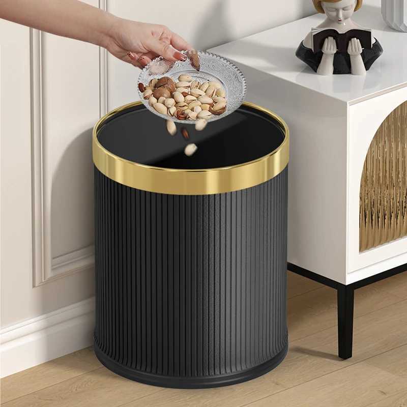 Leasylife 26 Gallon PU Leather Trash Can Open Top Round Bathroom Garbage Can for Near Desk Bedroom Office Hotel Home Cafe C251120