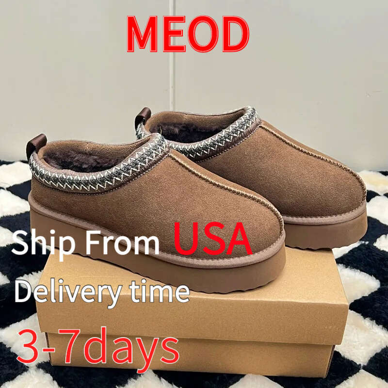 MEOD Slippers Shoes Platform Snow Boots Designer Womens Fashion Tazz Scuffs Ultra Mini Chestnut Wool Slides Fluffy Leather Women Slider With Box