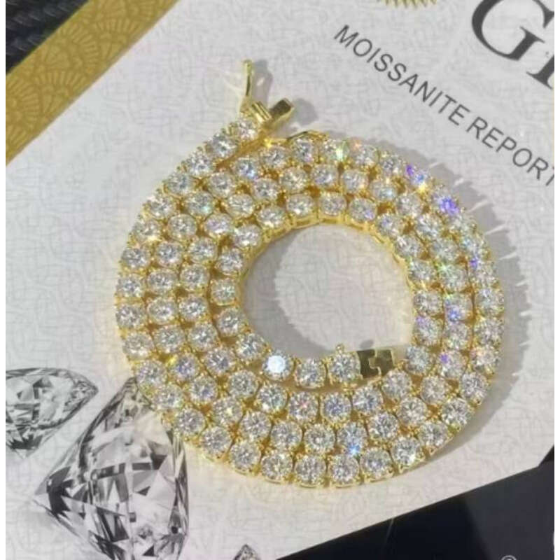Sterling Sier Iced Tennis Chain Bracelet VVS Moissanite Hip Hop Jewelry for Men and Women