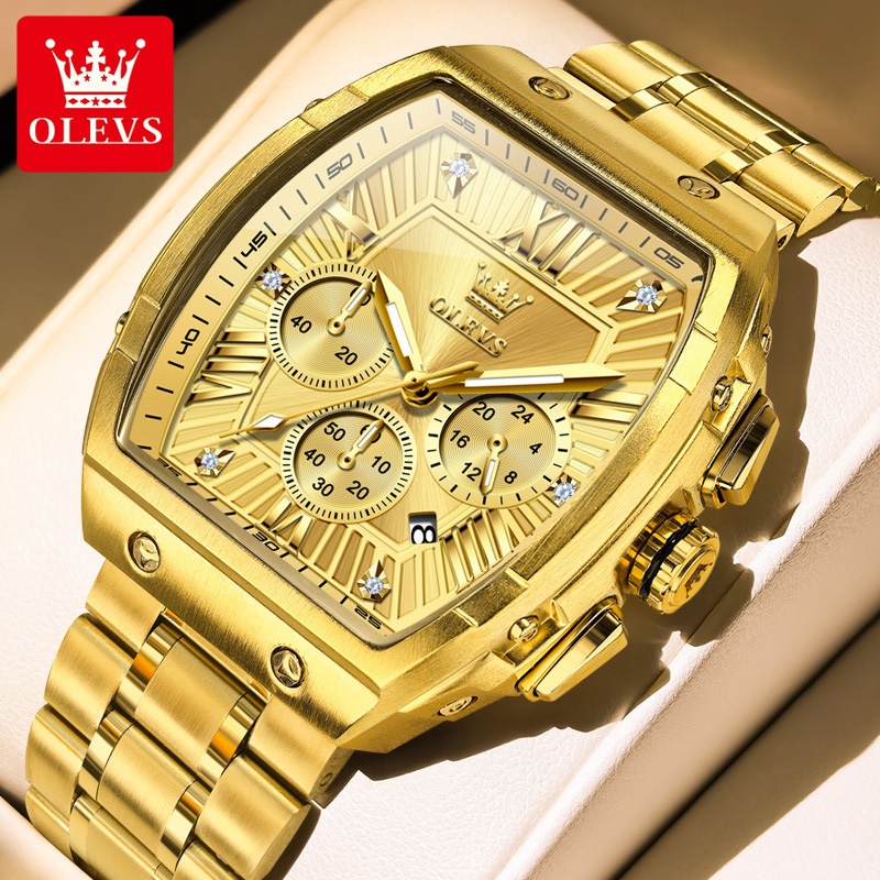 OLEVS Designer Men's Watch Bucket Multi-functional Best-selling Waterproof Steel Band Quartz Men's Gold Luxury Watch Free Delivery And Whole