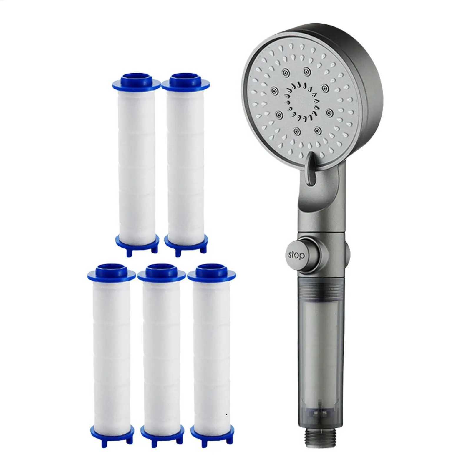 Handheld Shower Head Filter High Pressure Shower Head Handheld Turbo Fan Shower With 5Pcs Filter Cotton Shower Head KitM251120