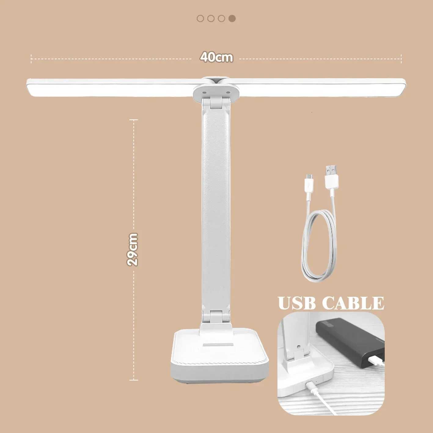 LED Desk Lamp 3 Levels Dimmable Touch Night Light USB Rechargeable Eye Protection Foldable Table Lamp For Bedroom Bedside Desk M251120