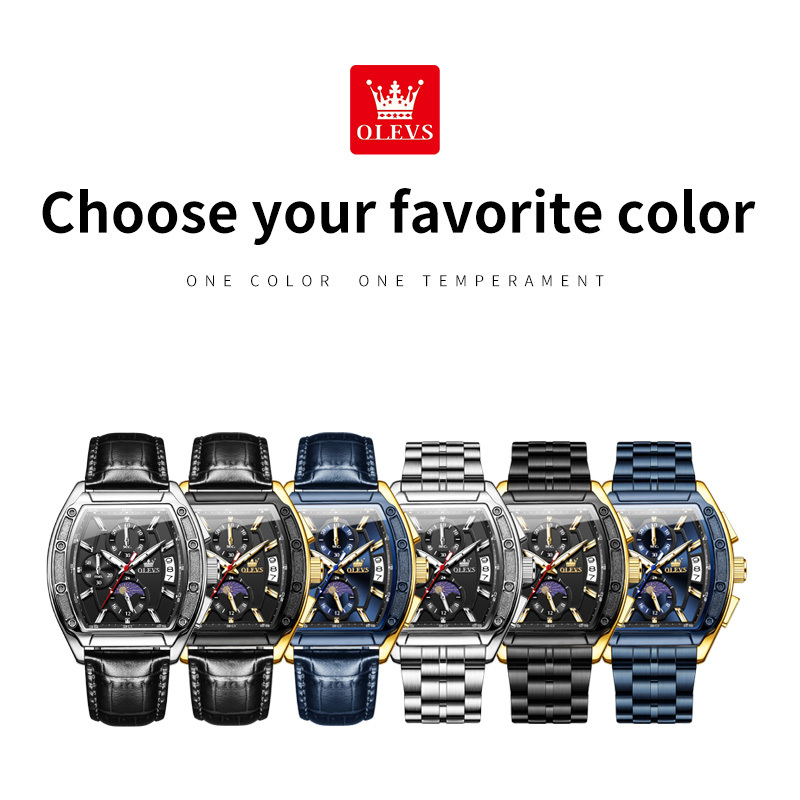 OLEVS Designer Women's Light Luxury Diving Outdoor Sports Watch Barrel Multi-functional Quartz Watch Luminous Men's Luxury Watch Free Delive