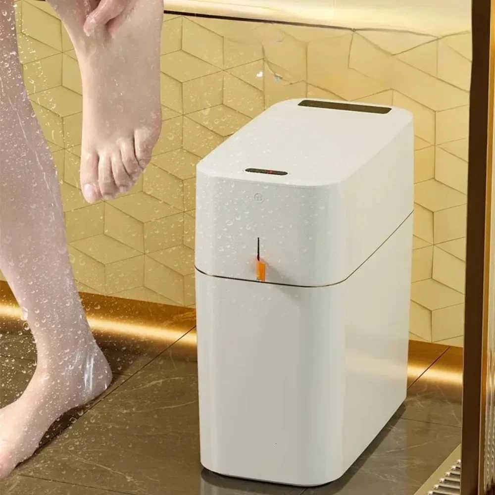 Smart Garbage Can Sensing Household Kitchen Toilet Waterproof Light Energy Wastebasket Adsorption Bag Bucket with Lid Trash Can C251120