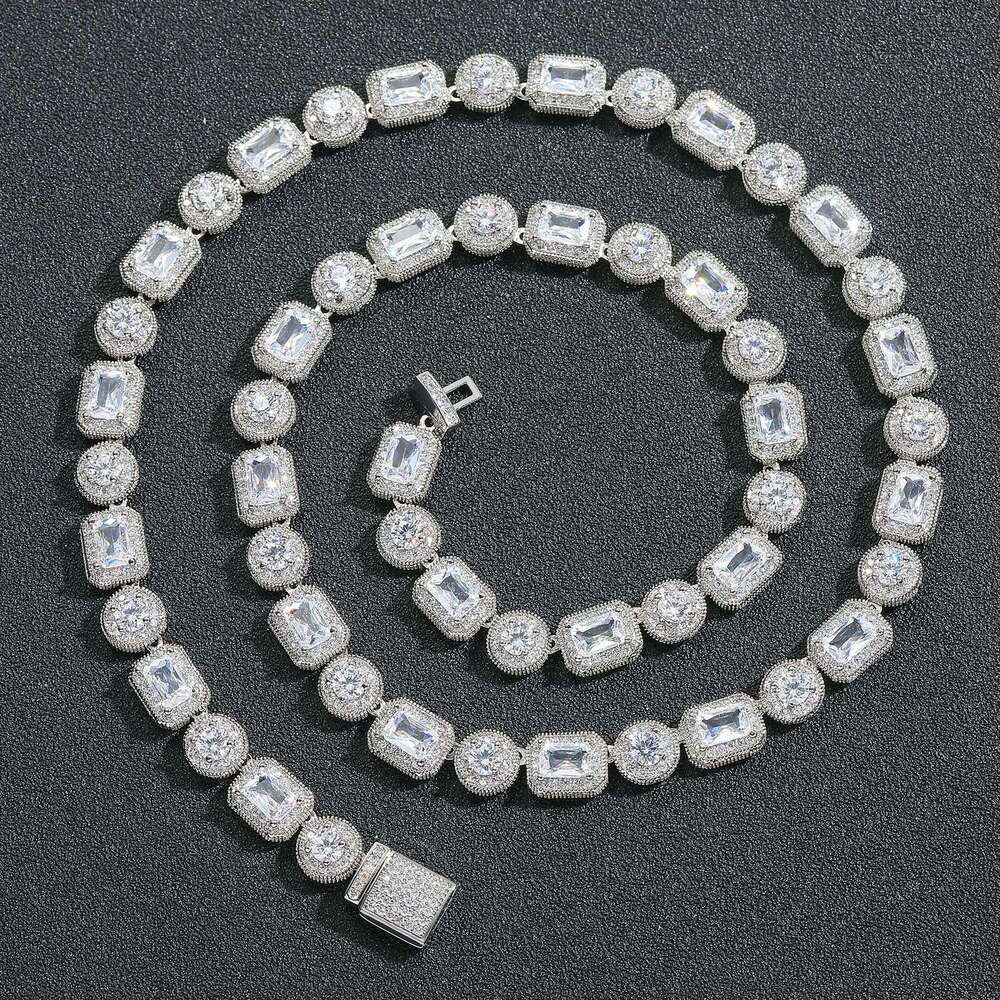 Luxury designer 8mm rock candy chain necklace, T-shaped ice out VVS Moissamite, hip hop necklace bracelet for men and women Free delivery