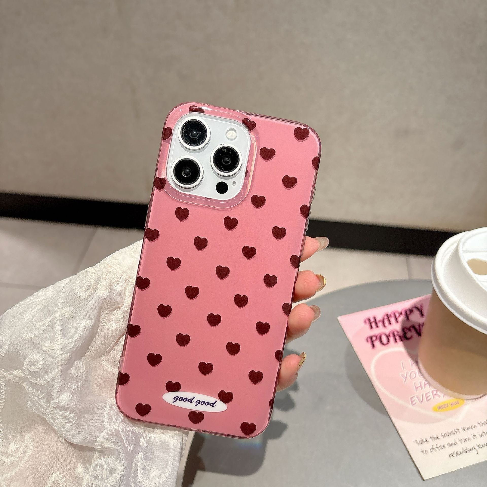 Pink Heart Phone Case Suitable for iPhone 17 Pro Max ins Niche Protective Case iPhone 16/15 Pro